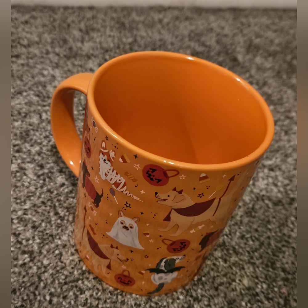 Halloween Dogs & Ghost Orange Mug Colourful - Picture 3 of 3